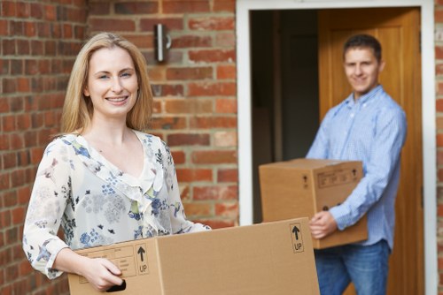 Van and moving boxes near Wapping riverside homes