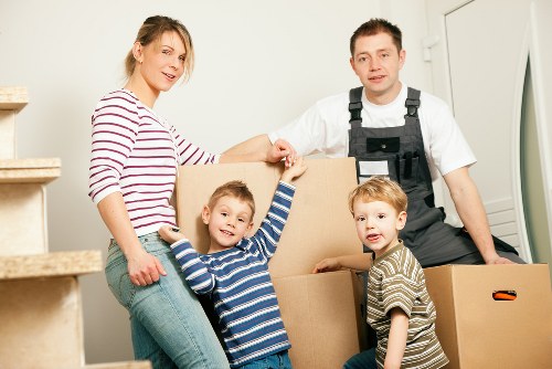 House removal team planning a move in Wapping near riverside apartments