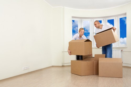 Preparing boxes and furniture for a move in Wapping