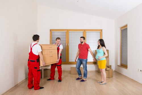 Furniture and boxes being loaded for a Wapping move