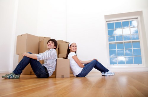Packed boxes and moving supplies prepared for a Wapping relocation