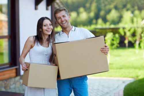 Packed moving boxes and furniture for a local Wapping relocation