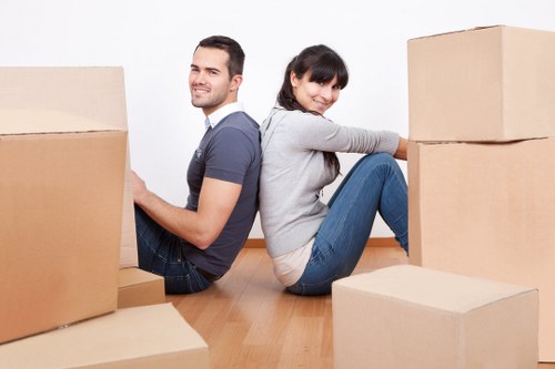 Unpacking boxes and setting up a new home in Wapping